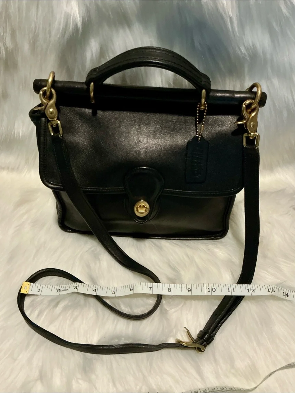 Vintage 90s COACH 9927 Willis Black Satchel Purse w/ Gold Hardware